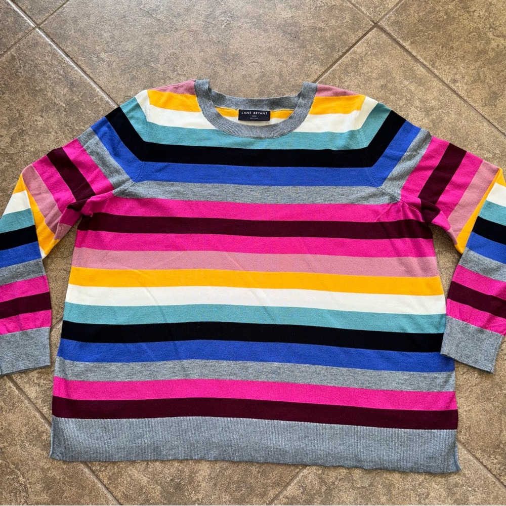 Like NEW - Lane Bryant Classic Multi-Stripe Pullover Sweater - Picture 4 of 15